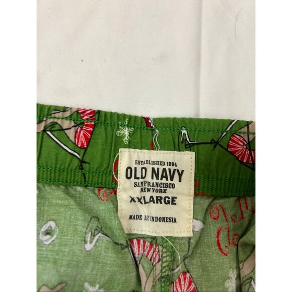 Old Navy Holiday XXL Sleep Pants Green Girl Martini Glass rn#54023 - Picture 4 of 8
